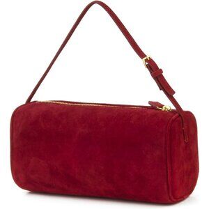 women Red Suede Leather Smal Crossbody Hobo Shoulder Bag with Adjustable strap